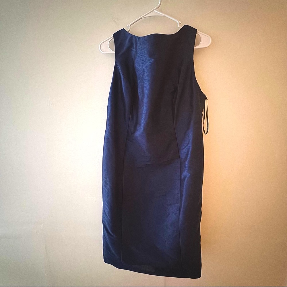 ALFRED SUNG Blue Sleeveless Sheath Cocktail Dress